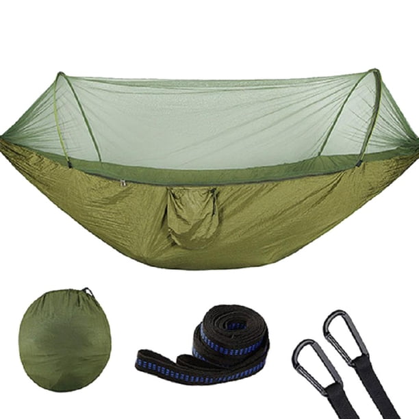 Hamaca para acampar con red para caminatas al aire libre, viajes, patio trasero, verde Zulema Hamaca con Red
