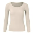 thumbnail image 4 of PMUYBHF Combinaison Chandail pour Femme Femmes Couleur Unie Col en U Chandail Tricoté Chandail à Col Roulé de Base Hauts m, 4 of 5