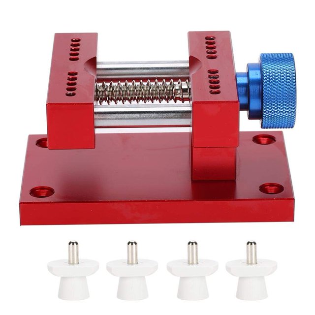 Soporte ajustable para caja de reloj, reparación de relojes de pulsera de metal, soporte para caja abierta, herramienta de reparación de movimiento de base para quitar correa de reloj(rojo)