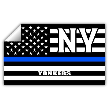 Yonkers NY New York Westchester County Thin Blue Line Stealthy USA Flag - Honoring Law Enforcement Officers Flags - Blue Lives Matter Euro Decal Bumper Sticker 3M Vinyl 3" x 5"