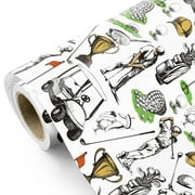 WRAPAHOLIC Golf Wrapping PresNok Paper Roll - Mini Roll - 17 Inch x 16.5 Feet - White Golf Sports Gift Wrap Paper for Men Boys Grandpa Birthday, Fathers Day, Team Celebration