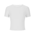 thumbnail image 5 of Mittory Womens Tops Trendy Basic Crew Neck Short Sleeve T Shirt Slim Fit Cute Crop Top Shirts Casual Summer Clothes, 5 of 7