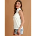 thumbnail image 4 of DARING DIVA Women's Single Breasted Point Collar Sleeveless Shirt XL White, 4 of 6