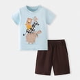thumbnail image 2 of TOWED22 Infant Toddler Baby Boy Summer Outfits 2 Pieces Round Neck Short Sleeve Shirt Pocket Shorts Graphic Clothes(Light Blue,7-8 Y), 2 of 8