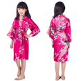 thumbnail image 1 of Camisón largo con estampado de peonías y pavo real para niña, bata de baño de verano de seda sintética fina para niños, cárdigan para el hogar, 1 of 6