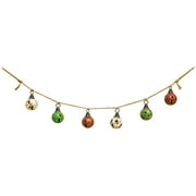 Weathered Bells Banner Red and Green 67 inch Metal On Rope Christmas Garland