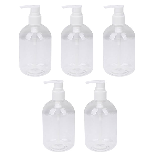 5 botellas de gel de ducha de 350 ml, útiles para artículos de aseo, rellenables, para champú y líquido, para el baño (blancas).