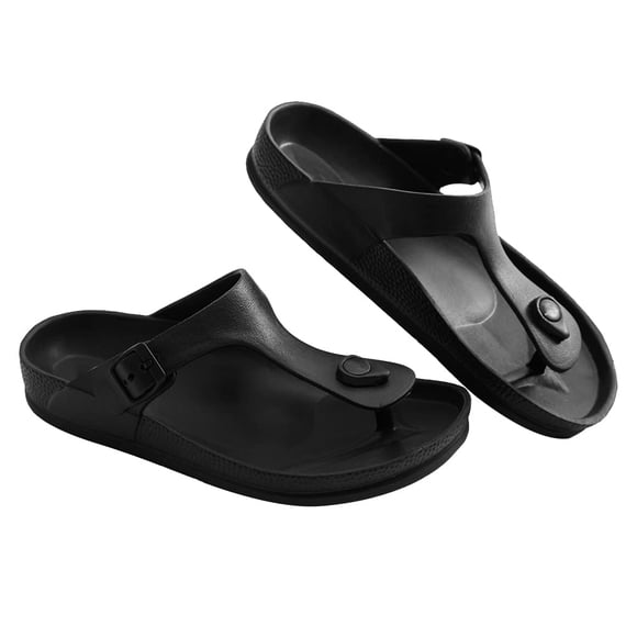 Luffymomo Comfort Footbed Eva Flip fiop Thong Sandals for Womens (7 M US Black)
