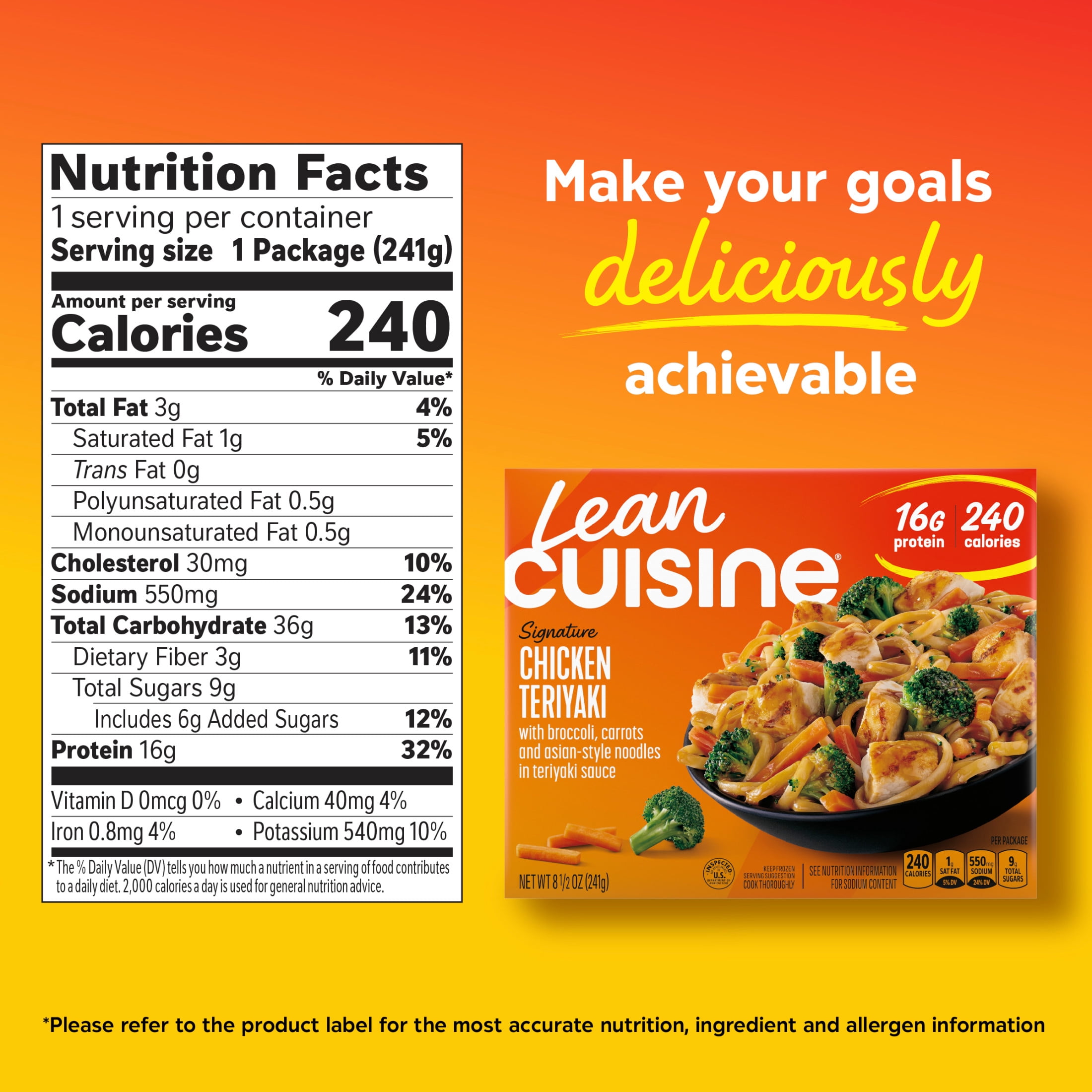 Lean Cuisine Chicken Teriyaki Frozen Meals, Microwave Meals for Lunch or Dinner, 8.5 oz (Frozen)