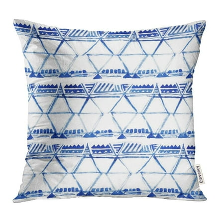 Batik Outdoor Pillows USART Blue Shibori Watercolor Ikat Ethnic Indigo Batik Ornamental Pattern Oriental Pillow Case Pillow Cover 20x20 inch Throw Pillow Covers ()