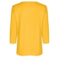 thumbnail image 5 of Htigea Women's Crew Neck Henley Shirts Soft 3/4 Sleeve Pullover Tunic Tee Dressy Work Everyday Tops Yellow 2XL, 5 of 5