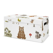 Sweet Jojo Designs Watercolor Woodland Forest Animals Boy Girl Gender Neutral Unisex Storage Fabric Toy Box