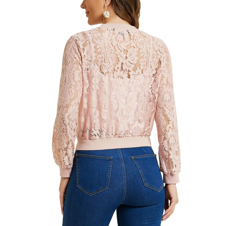 Stand Collar Lace Cropped Sleeve Jacket Stand Collar Lace Cropped Sleeve Jacket