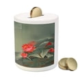 thumbnail image 3 of Dragonfly Piggy Bank, Traditional Japanese Painting Lotus Blooms in Tones Design, Ceramic Coin Bank Money Box for Cash Saving, 3.6" X 3.2", Red Reseda Green, by Ambesonne, 3 of 4
