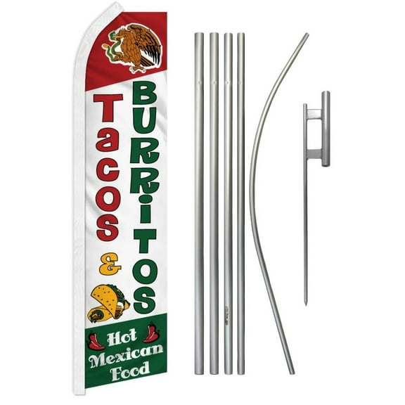 Tacos & Burritos Super Flag & Pole Kit