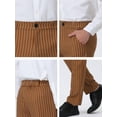 thumbnail image 6 of Unique Bargains Men's Striped Dress Pants Straight Fit Color Block Office Suit Trousers 30 Brown White, 6 of 6
