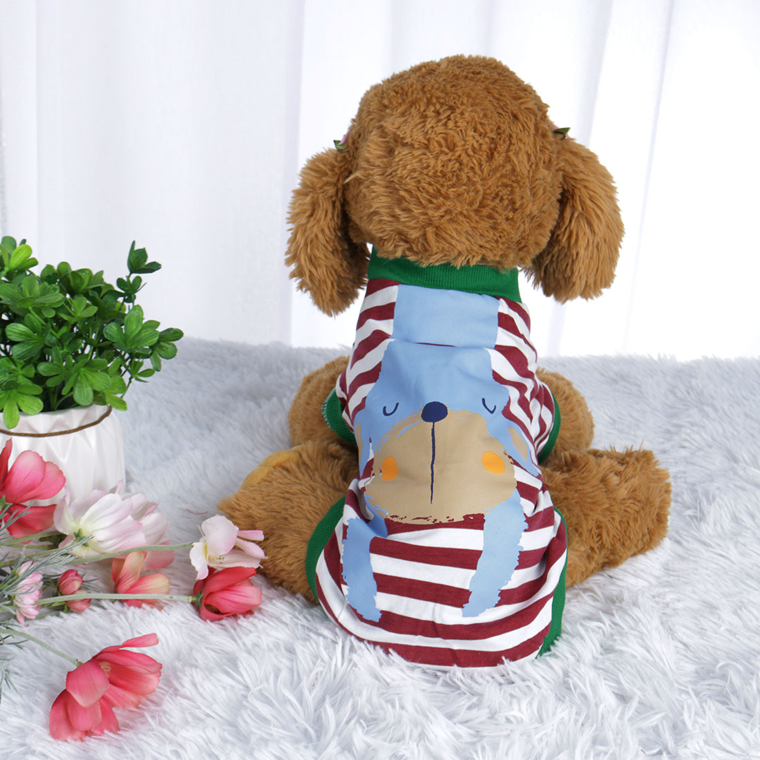 Unique Bargains Dog T Shirt Puppy Small Pet Sweatshirt Clothes Apparel Vest Clothing Red