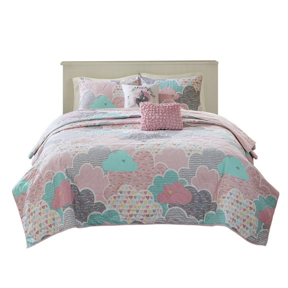 Ergode Cotton Reversible Quilt Set - Enchanting and Cozy Bedding with Shams, Decorative Pillows, and Embroidered Unicorn - Hypoallergenic, OEKO-TEX Certified, and - Sleep in Whimsical Comfort.