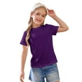 thumbnail image 4 of Girls Short Sleeve T Shirts Kids Solid Color Crewneck Summer Basic Oversized Tops Fashion Tees Outdoor Travel for Boys and Girls 5-14 Years, 4 of 5