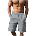 thumbnail image 3 of Horkkom Mens Summer Shorts Breathable Elastic Waist Beach Shorts Casual Linen Shorts with Pockets L, 3 of 8