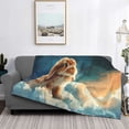 thumbnail image 2 of Uemuo Starry Sky Cloud Cute Rabbit Printed Throw Blanket for Couch, Fluffy Fuzzy Blankets for Bed, Sofa, Cozy Flannel Faux Fur Blanket-50"x40", 2 of 6