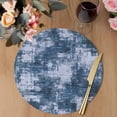 thumbnail image 3 of Navy Blue Ombre Round 15 Inch Placemats Set of 8, Gradient Abstract Art Vintage HeatResistant Non Slip Place Mats for Dining Table, Wipeable Braided Kitchen Table Mats for Housewarming, 3 of 9