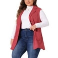 thumbnail image 5 of Agnes Orinda Women's Plus Size Vest Jacket Notch Lapel Casual Utility Sleeveless Suede Jacket 3X Red, 5 of 7