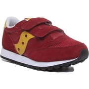 Saucony Jazz Original Kid's Hook And Loop Suede Nylon Sneakers In Burgundy Size 2