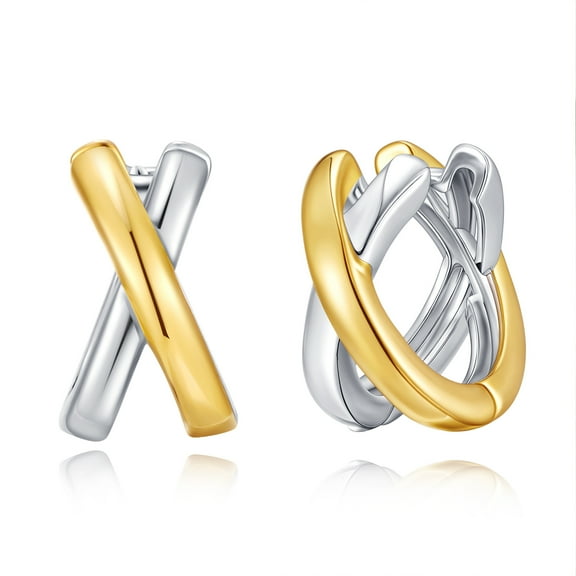 Sdmnsg-T Gold Hoop Earrings For Women Trendy Mixed Metal Earrings Two Tone Earring Gold And Silver Earring Fashion Knot Jewelry Gift