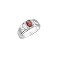 thumbnail image 4 of RYLOS Men's Rings 14K White Gold Classic 7X5MM Oval Gemstone & Diamond Ring Garnet January Birthstone Rings For Men Size 9, 4 of 7