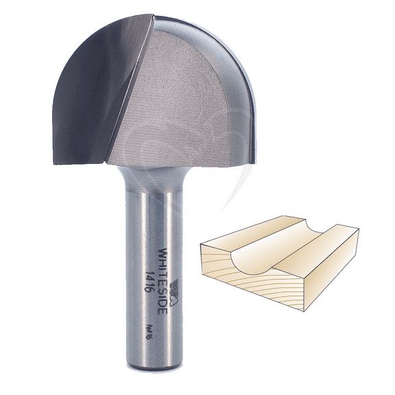 WHITESIDE MACHINE PART #1416 CARBIDE-TIP 2 FLUTE ROUND NOSE (CORE BOX) ROUTER BIT 7/8 RADIUS