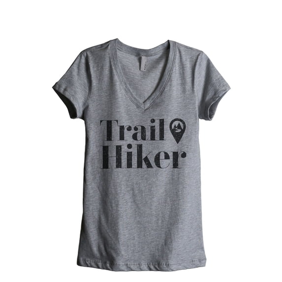 Trail Hiker Women's Fashion Relaxed V-Neck T-Shirt Tee Heather Grey Large