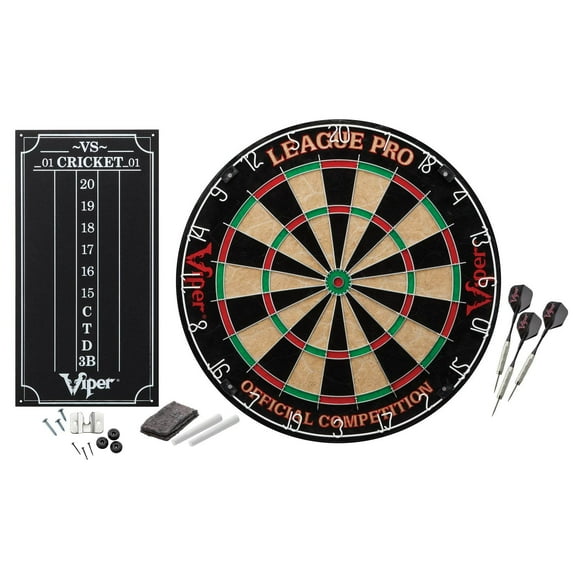 Viper League Pro Sisal Dartboard Starter Kit with Steel Tip Darts & Scoreboard