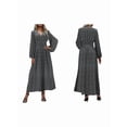 thumbnail image 2 of Women'S Spring Sleeve High Split Casual Loose V-Neck Waist A-Line Flowy Swing Maxi Length Dresses Sawtooth Dots S, 2 of 5