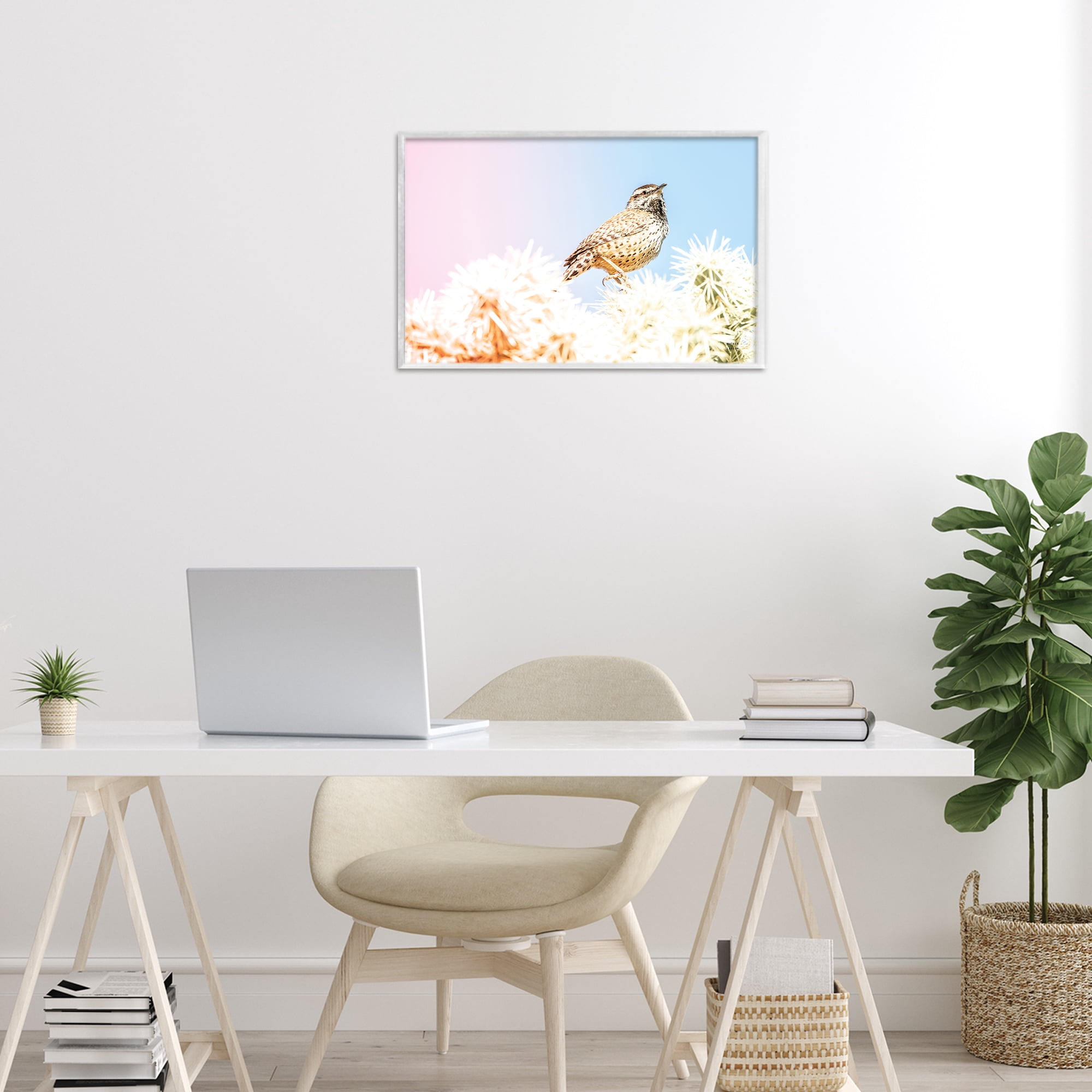 Stupell Industries Desert Song Bird White Framed Giclee Art, design by Nathan Larson
