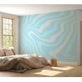 thumbnail image 4 of Wall Mural - Composition in Blues and Whites - Harmonious Abstract Waves in a Cool Color Tone, 4 of 5