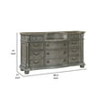 thumbnail image 3 of Benjara Toga 69 Inch Dresser with 11 Drawers, Gray Acacia Wood, Carved Details, 3 of 6