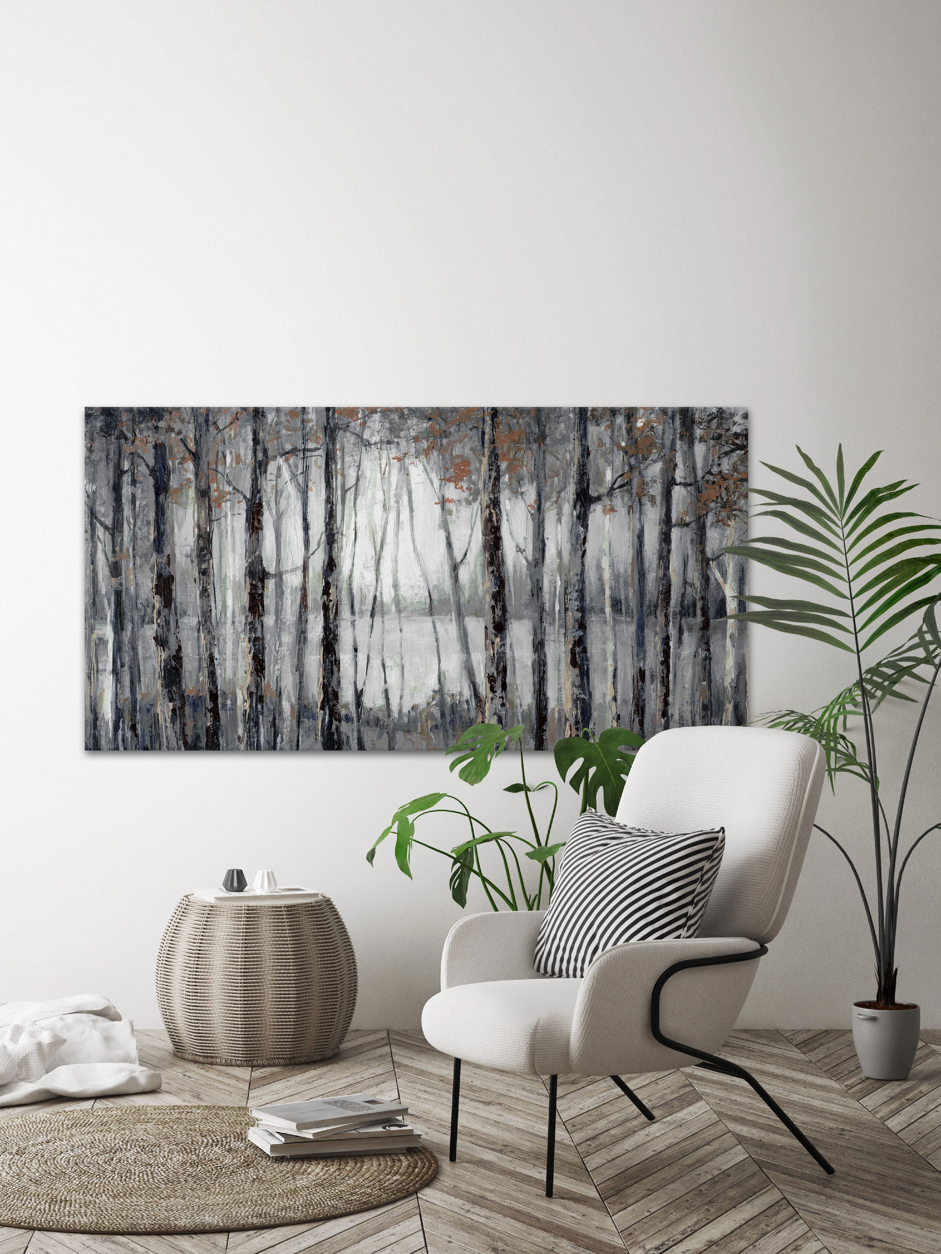 Parvez Taj "Dusky Autumn Lake" Painting Print on Wrapped Canvas