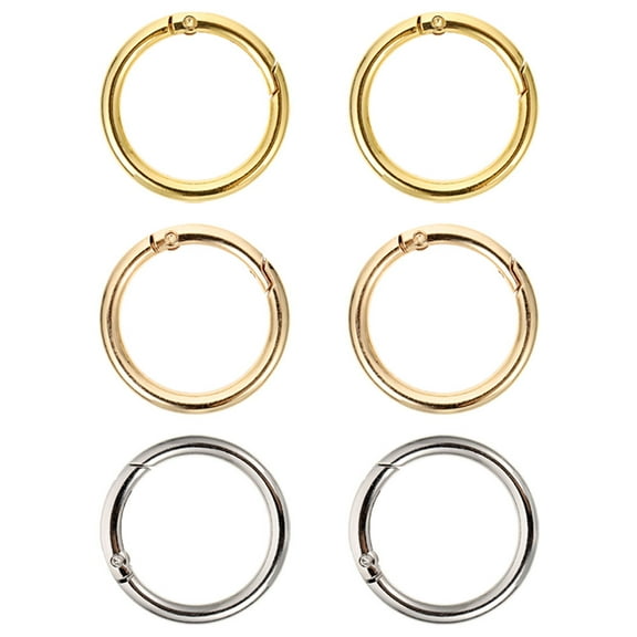 LEORX 6Pcs Spring Key Rings Alloy Metal Keychain Rings Smooth Polished for Crafts and Accessories
