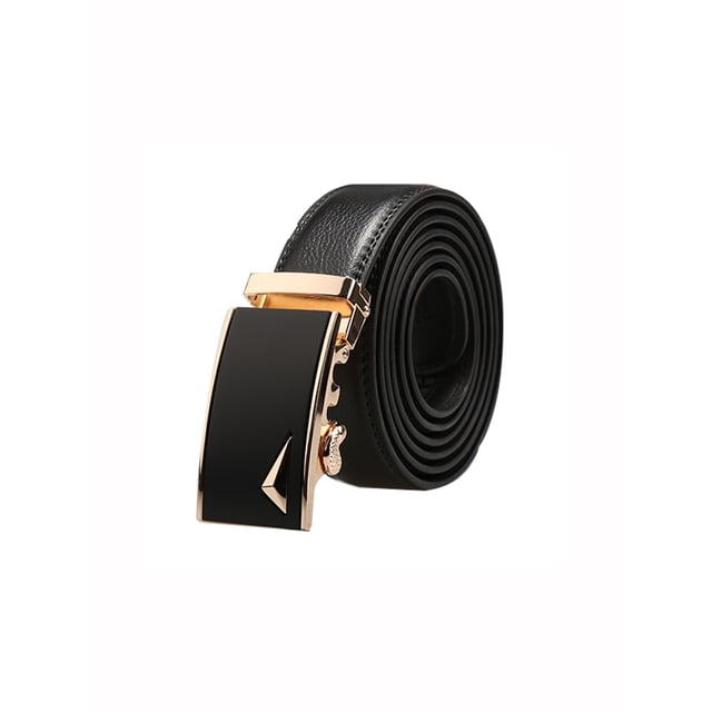 Cinturón de cuero de negocios para hombres con hebilla automática de ratchet Inspire Chic, Delta dorado 50 3/8-53 1/8