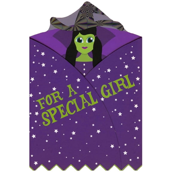 Pictura Hidden Witch Inside Tri-Fold Panels Juvenile Halloween Card for Special Girl