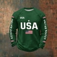 thumbnail image 2 of Curuila 250 Anniversary Usa Shirt For Men Crew Neck Long Sleeve Print Fashion Patriotic Tee Dark Green Size 2Xl, 2 of 3