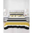 thumbnail image 3 of Yellow Black Stripe Full Size Down Alternative Comforter, Lightweight Comforter Quilt Bedding Set with Pillow Shams Modern Abstract Art Coarse Striped All Seasons Bed Comforter Duvet Insert 78"x90", 3 of 7