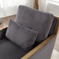 thumbnail image 4 of Corduroy Swivel Barrel Chair, Comfy Accent Chair with Plump Pillow, Upholstered Leisure ArmChair Sofa Chair for Living Room/Bedroom/Reading, Dark Gray, 4 of 8