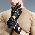thumbnail image 2 of Guantes de conducción Macarena Guantes de conducción de invierno para hombres Cuero Vintage Táctil Forrada SG, 2 of 8