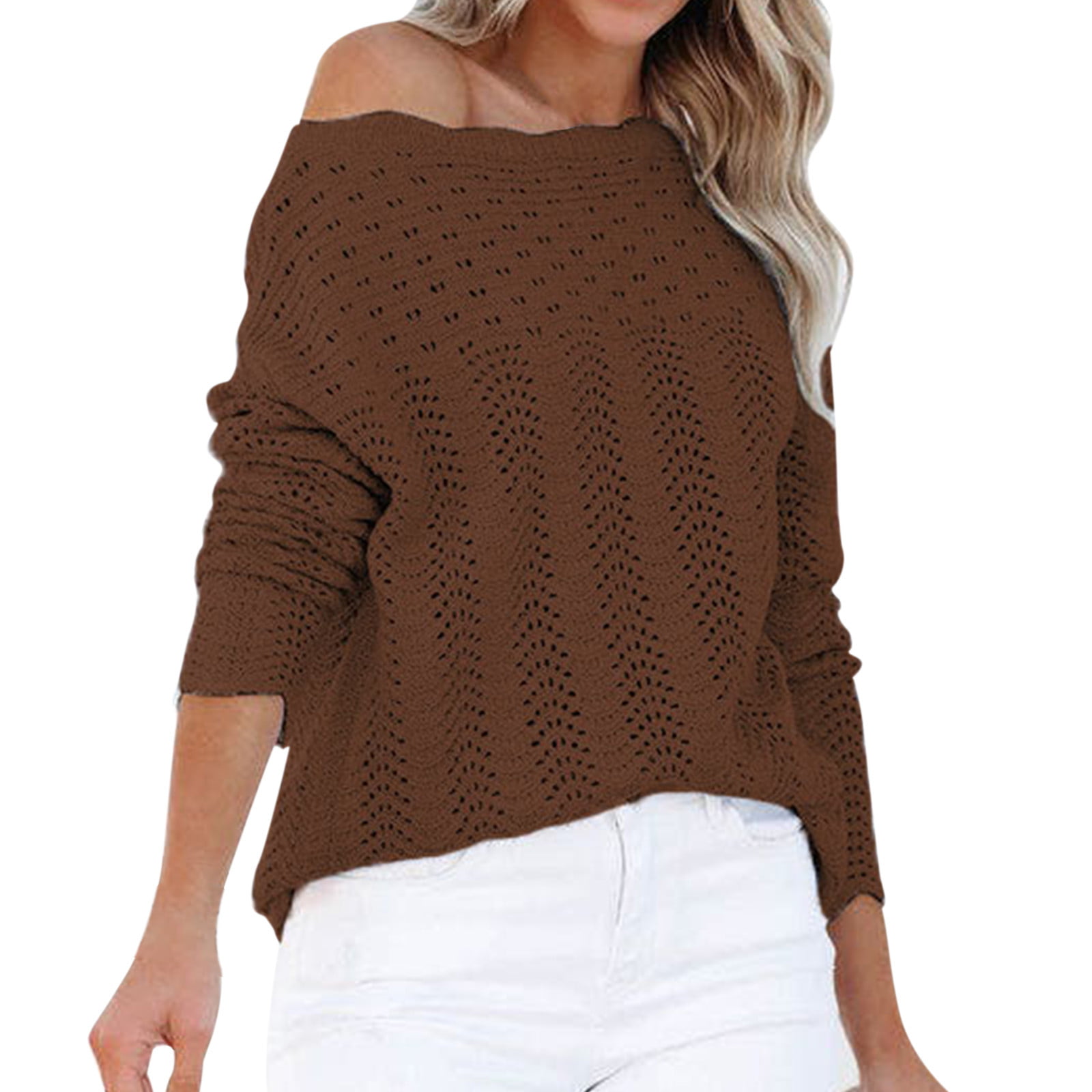 Modern Ocean Sweater Womens Off Shoulder Tops Sleeve Knit Shirt Pullover Jumper Tops Casual Warm Sweater Heart Outline Sweatshirt Zip up Sweaters Colla Sweaters for Men Winter Clothes Men -