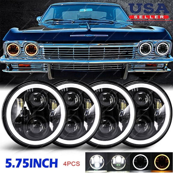 For Chevy Impala El Camino 5.75" 5-3/4"LED Headlights Hi/Lo Beam Angle Eyes 4PCS