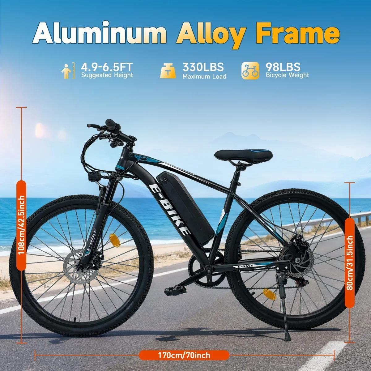 SHCNTEKU 26IN Electric Bicycle for Adults , 7-Speed E bike with 36V 12Ah 432 Wh Removable Battery, UL2849