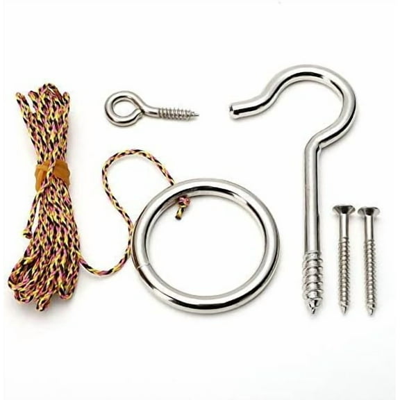 Hook and Ring Swing DIY Kit Heavy-Duty Hardware and String Ring Toss Game Indoor – Outdoor（Set-up Instruction Included）$$Sport & Recreation Other