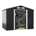 thumbnail image 5 of HOGYME 8' x 6' Outdoor Metal Storage Shed, Tools Storage Shed, Galvanized Steel Garden Shed with Double Sliding Door for Backyard Patio Lawn, Dark Gray, 5 of 15